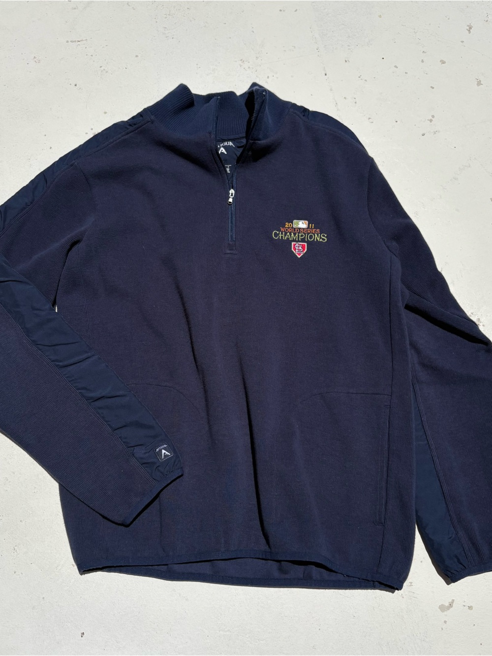 Cardinals Men's Navy Quarter-Zip Pullover Sweater - Champions Embroidered